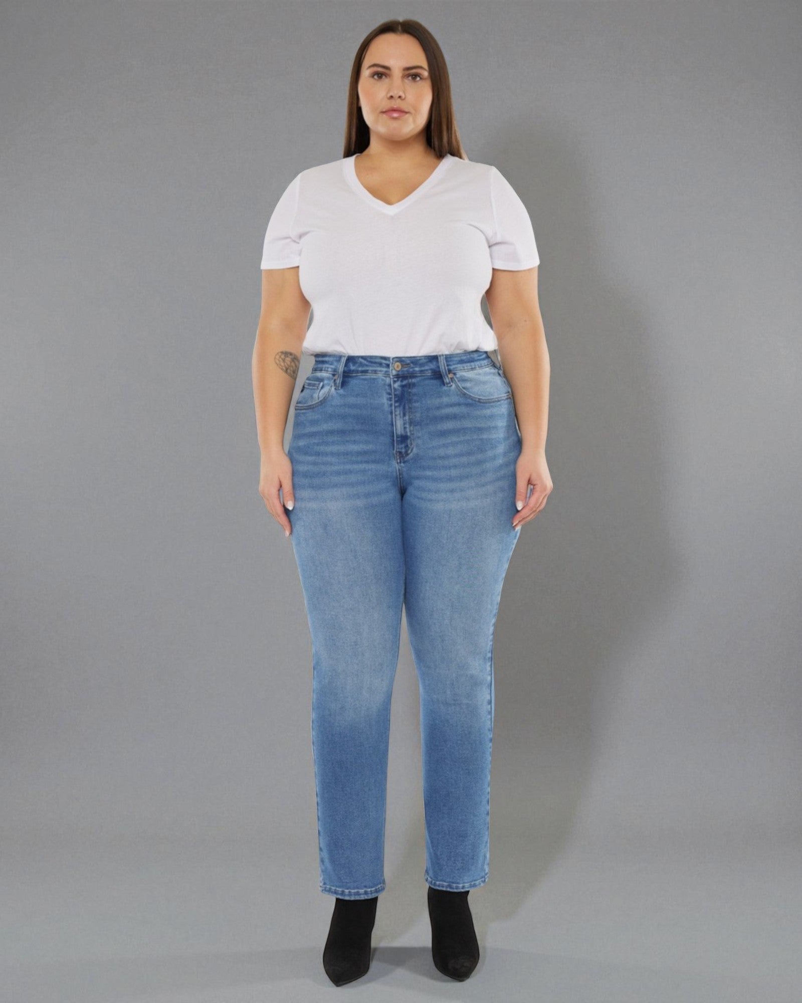 Medium Wash Straight Leg Jeans