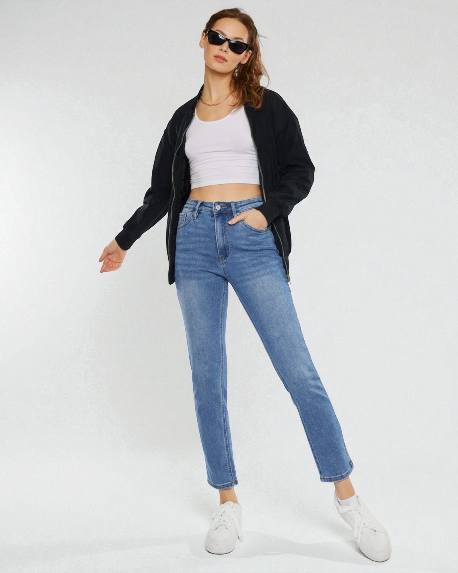 Medium Wash Straight Leg Jeans