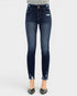 Dark blue jeans on a white background