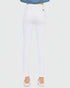 White jeans worn by a person on a white background
