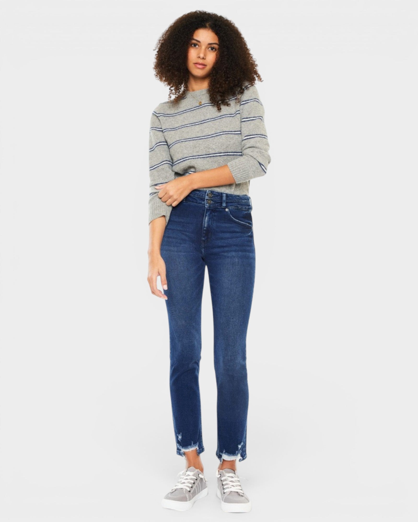 Dark Wash High Rise Slim Straight Jeans