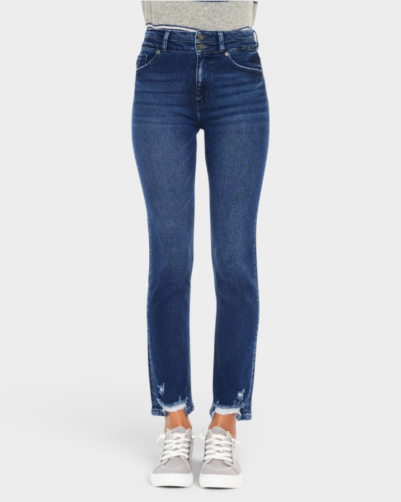 Dark Wash High Rise Slim Straight Jeans