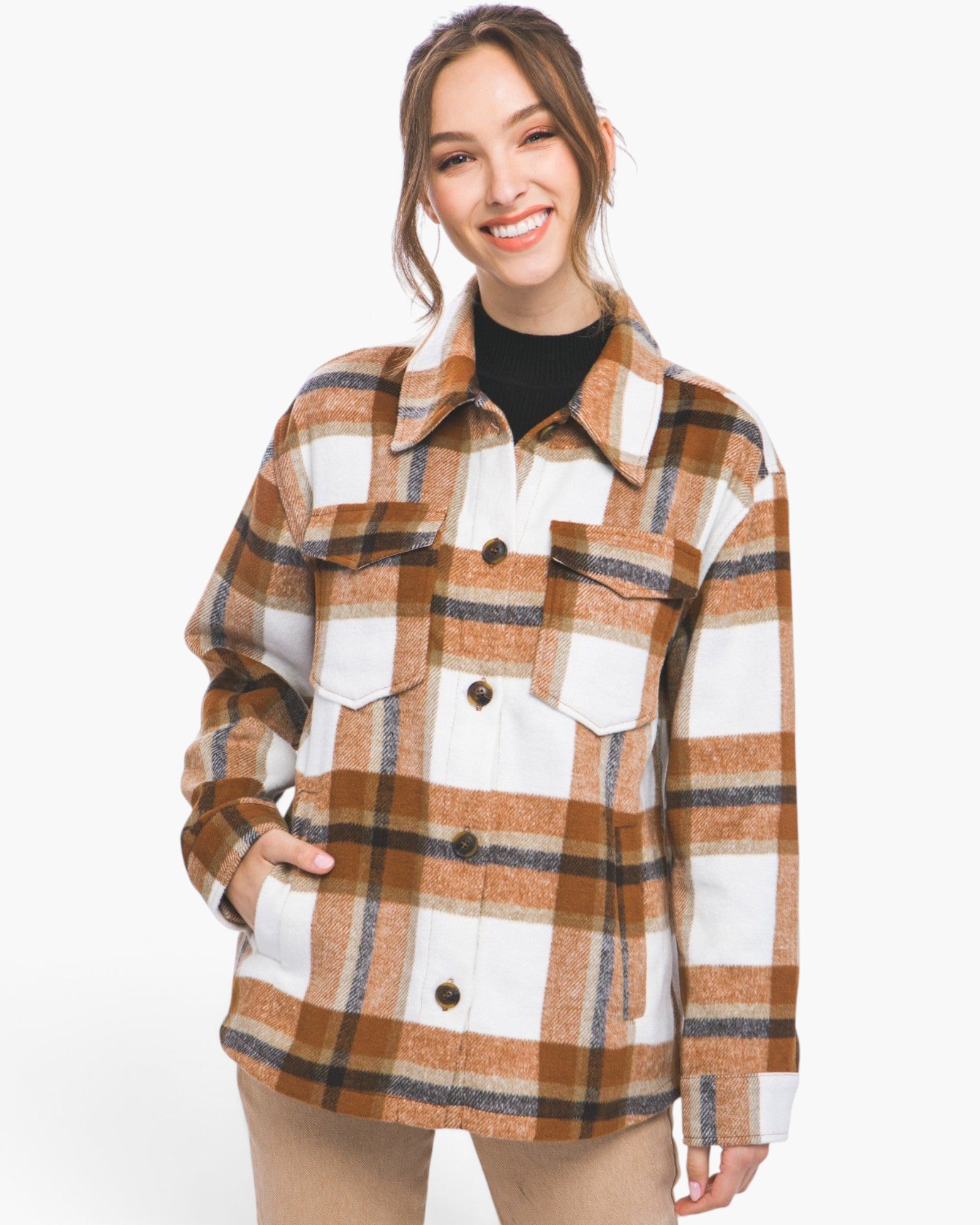 Veste boutonnée à carreaux en argile