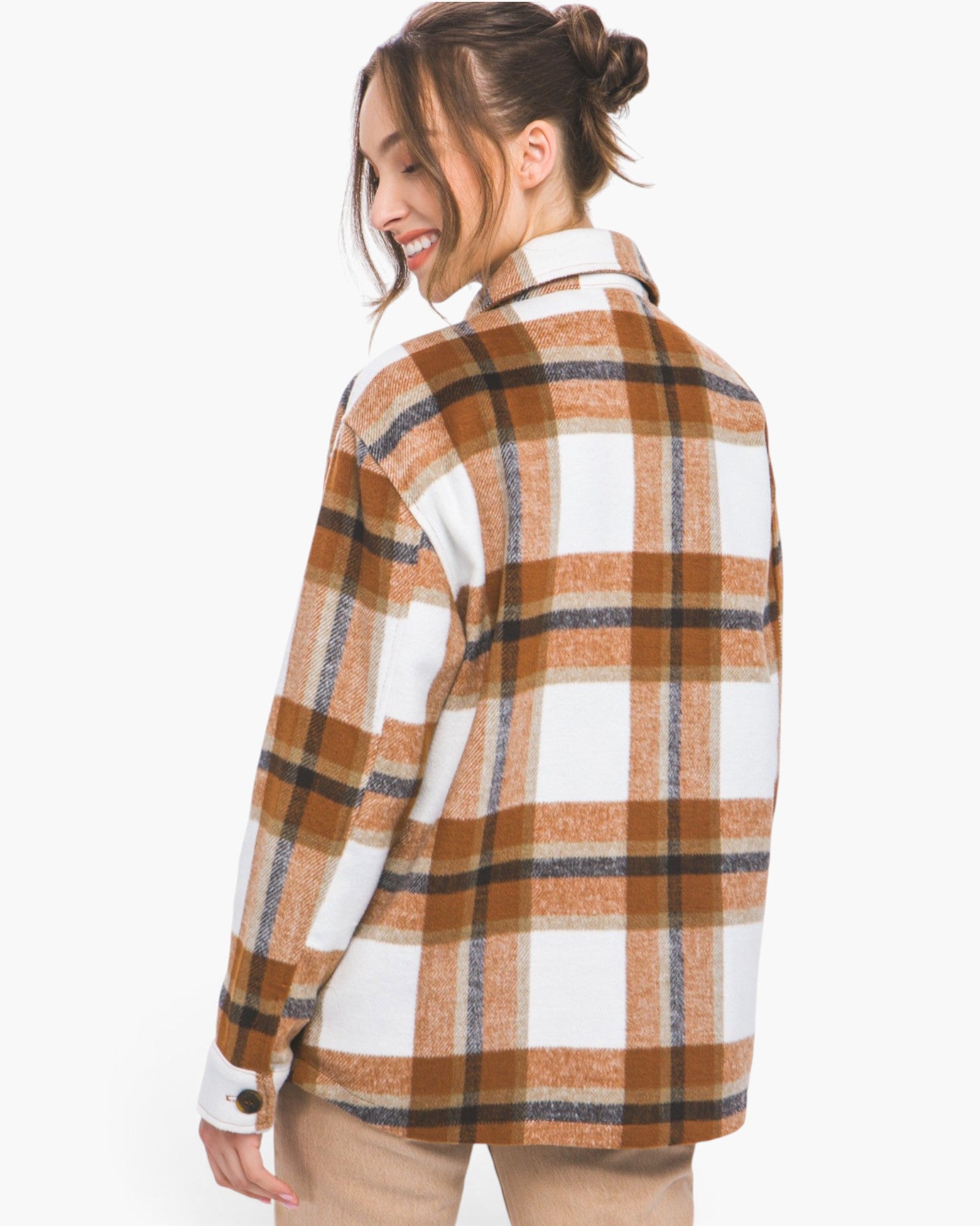 Veste boutonnée à carreaux en argile