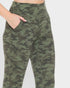 Camouflage pants worn by a person on a light gray background