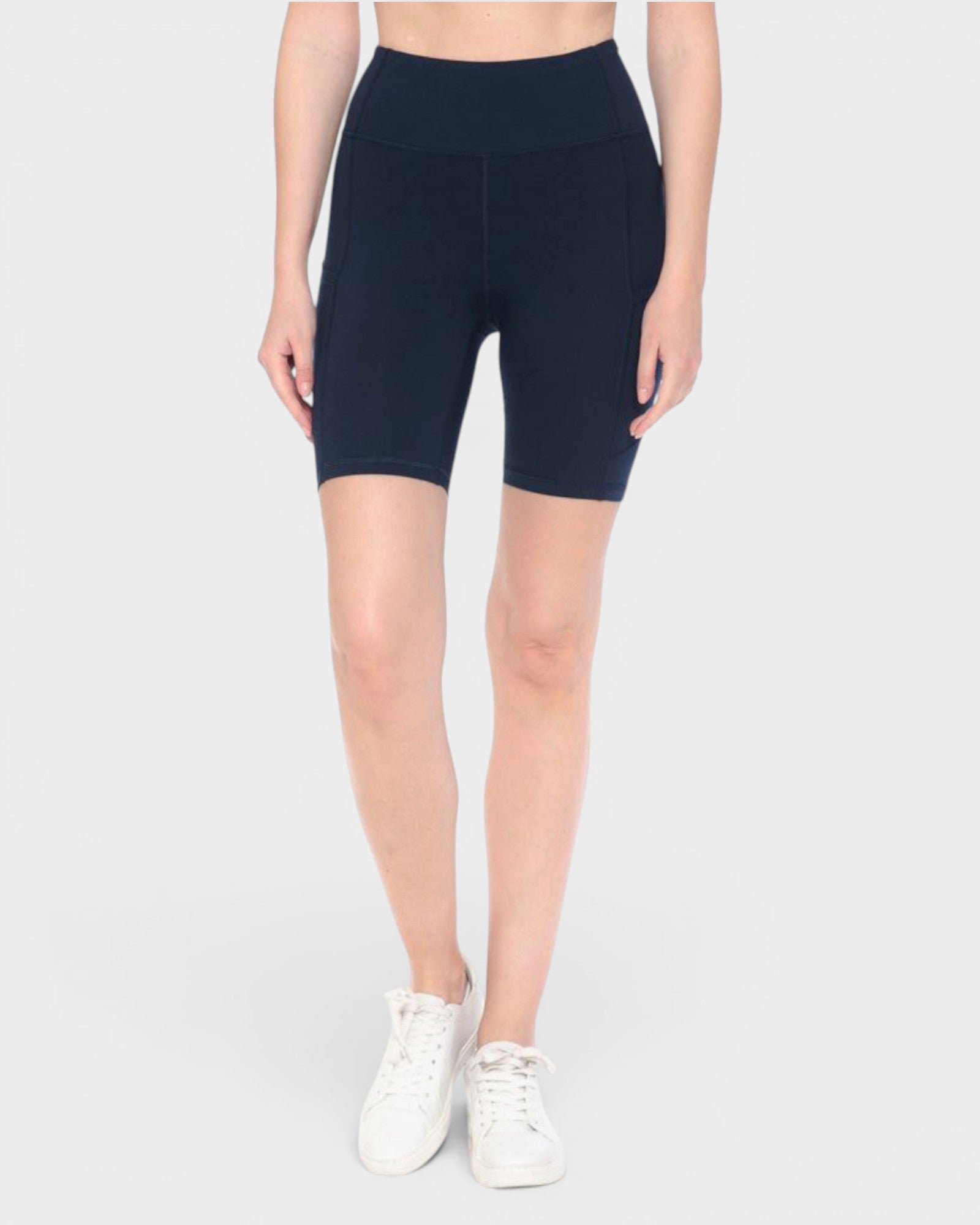 Navy High Waist Pocket Biker Shorts