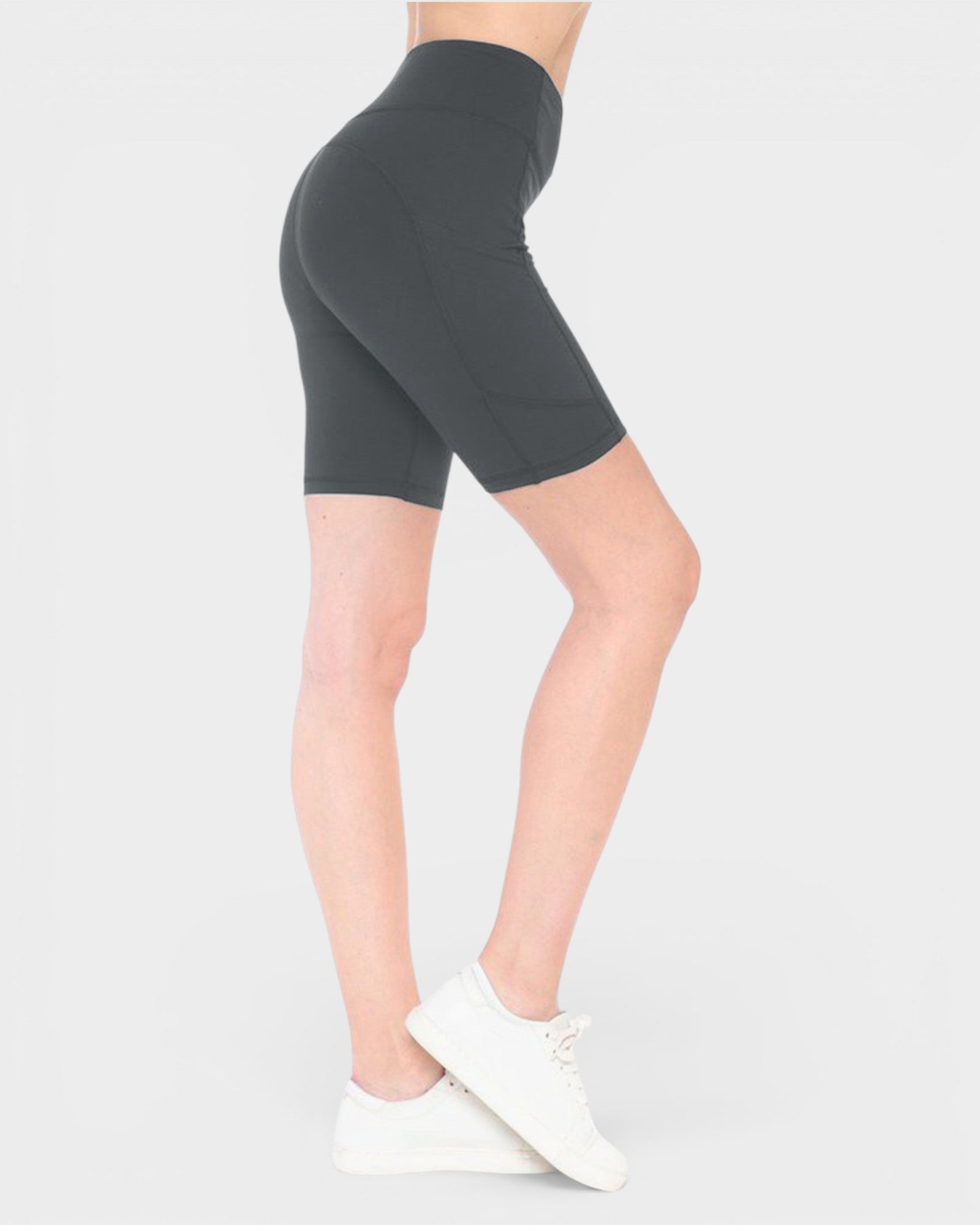 Pantalones cortos deportivos de cintura alta en color carbón