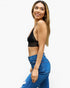 Bralette bohemio con espalda nadadora y encaje de punto acanalado en negro