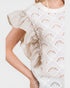 White dress with ruffled sleeves on a white background