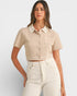 Beige & Ivory Contrast Collared Knit Cardigan