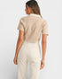 Beige & Ivory Contrast Collared Knit Cardigan