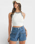 White & Black Contrast Trim Knit Crop Top
