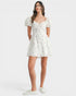 Ivory & Lavender Floral Puff Sleeve Mini Dress