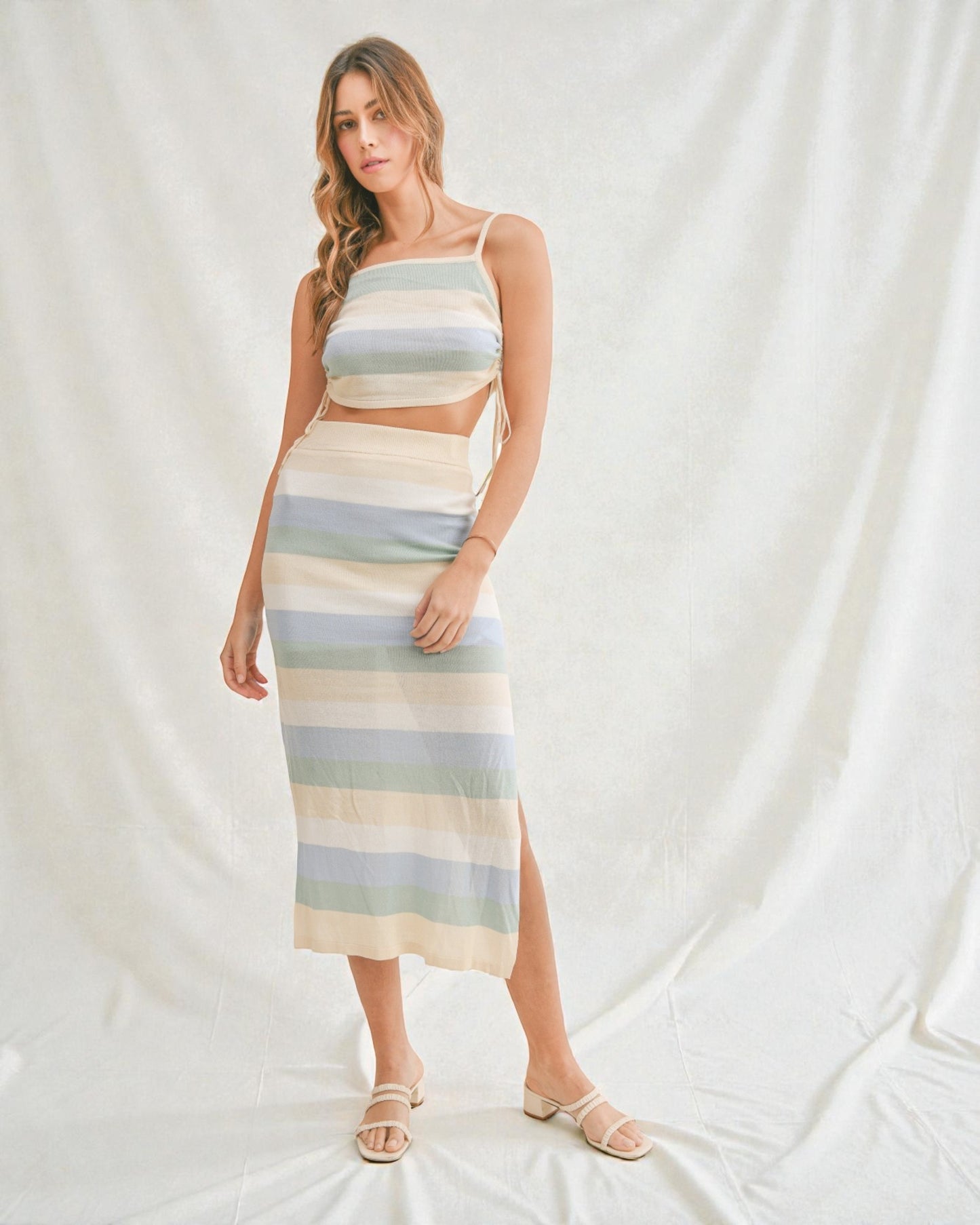 Sky & Sand Stripe Knit Skirt Set