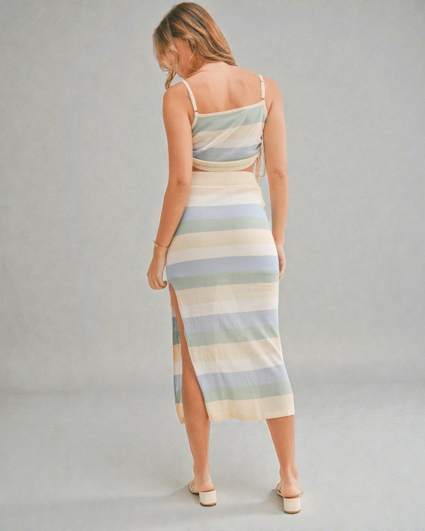 Sky & Sand Stripe Knit Skirt Set