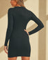 Robe chemise courte en tricot côtelé à boutons noirs