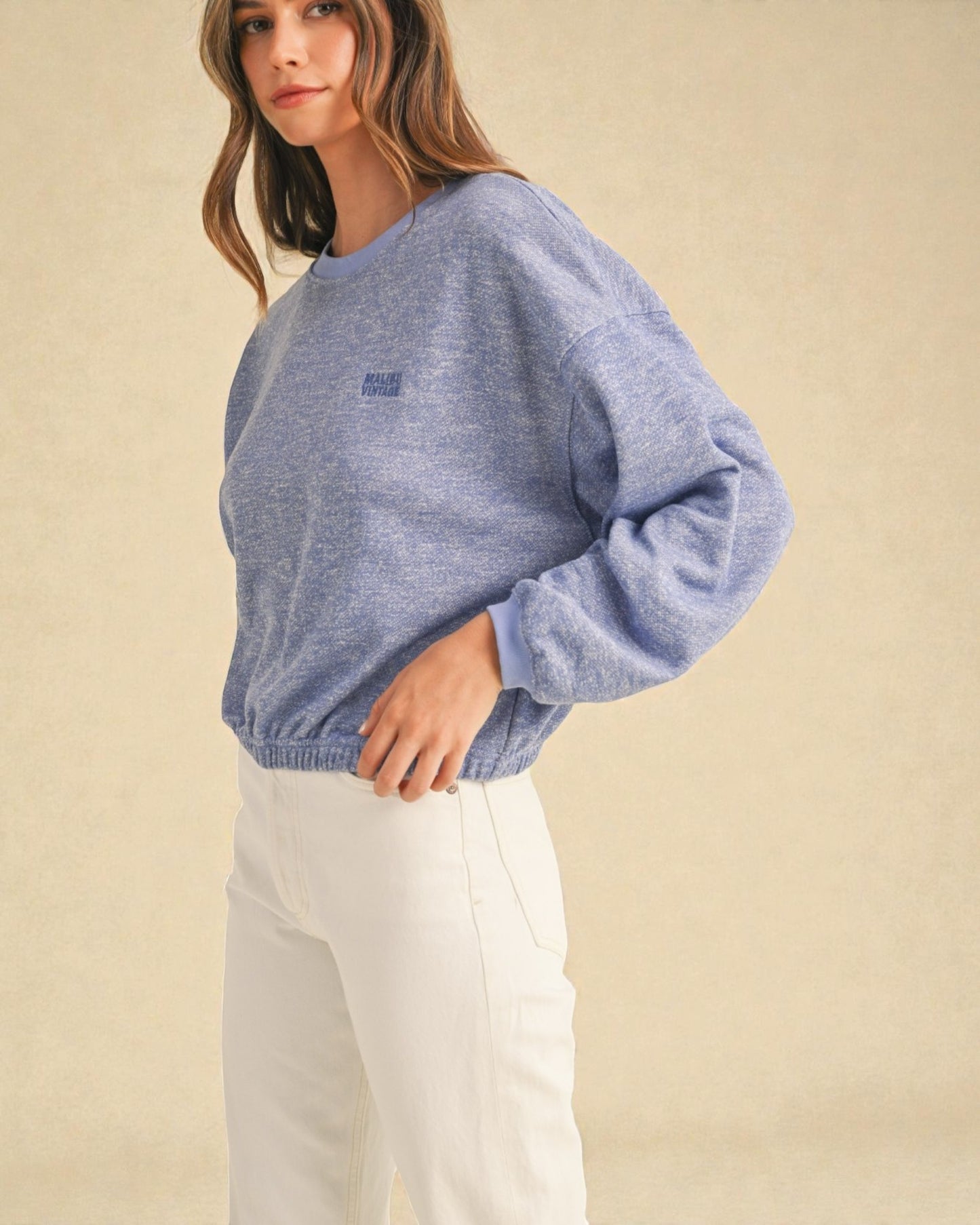 Dusty Periwinkle Cropped Sweatshirt