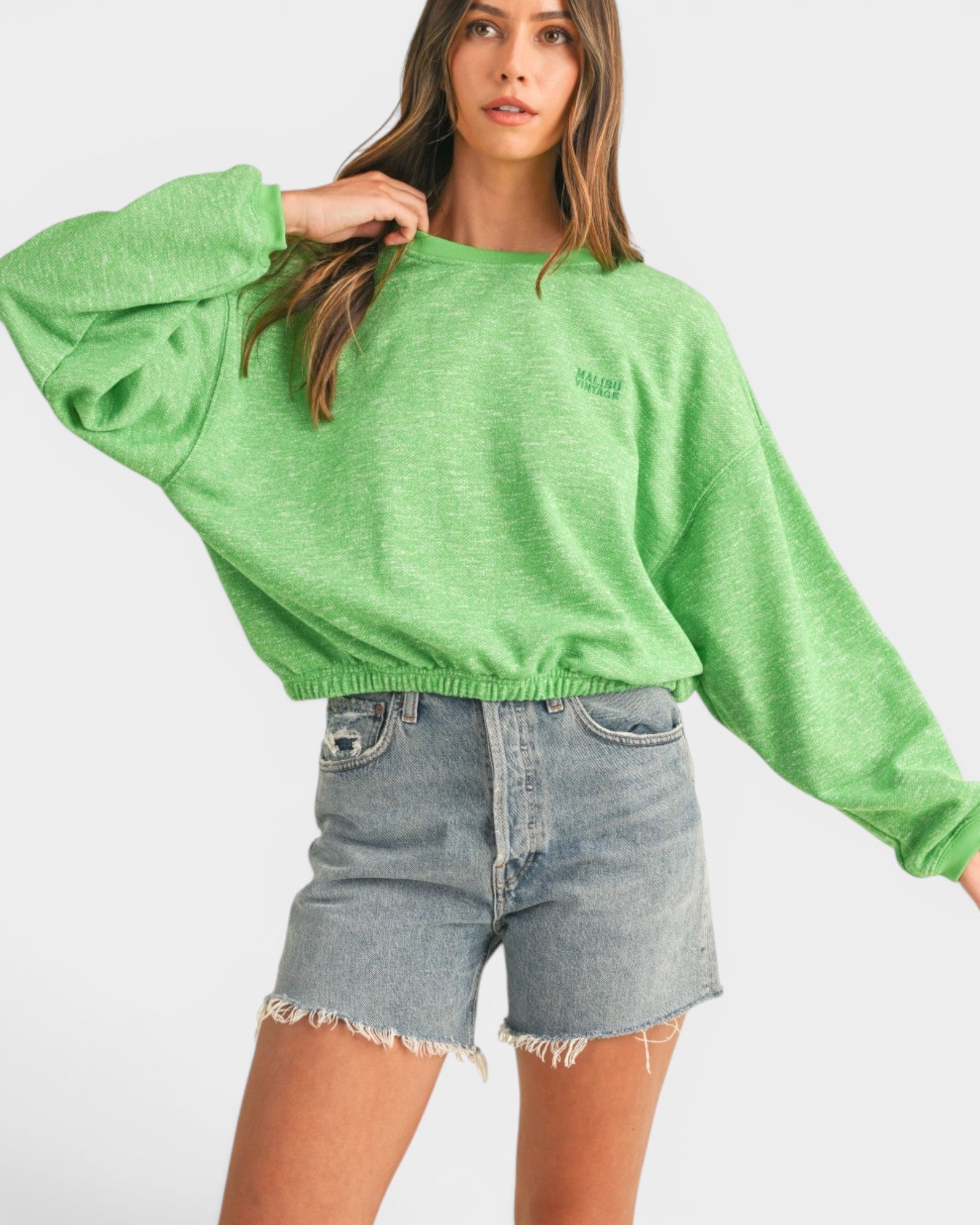 Apple Green Cropped Sweatshirt