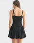 Black dress with thin straps on a white background