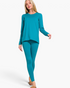 Beach Rose Co. ocean teal brushed microfiber long-sleeve top and leggings set worn by a blonde model