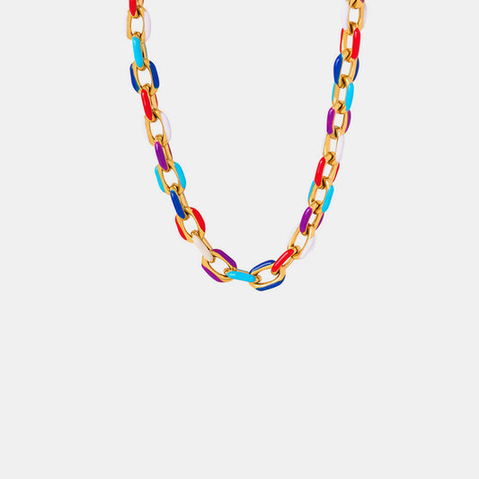 Multicolor Enamel Chain Necklace