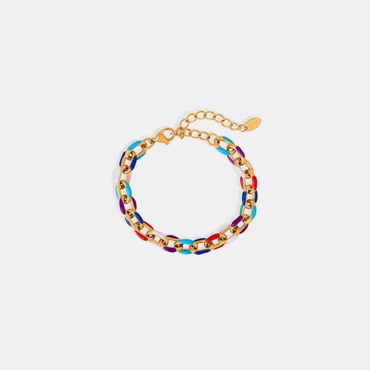 Multicolor Enamel Chain Bracelet