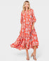 Coral Printed Tiered Maxi Dress