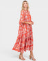 Coral Printed Tiered Maxi Dress