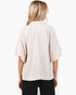 Natural Textured Button-Front Dolman Sleeve Blouse