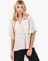 Natural Textured Button-Front Dolman Sleeve Blouse