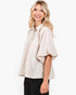 Natural Textured Button-Front Dolman Sleeve Blouse