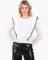 Ivory Contrast Ruffle Sweater