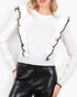 Ivory Contrast Ruffle Sweater