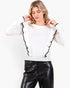 Ivory Contrast Ruffle Sweater