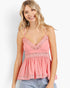 Pink Crochet Lace Open-Back Cami