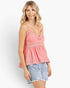 Pink Crochet Lace Open-Back Cami