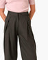 Pantalon large taille haute plissé noir
