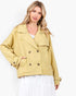 Yellow Double-Breasted Cropped Trench Coat