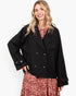 Black Double-Breasted Cropped Trench Coat