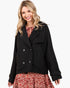 Black Double-Breasted Cropped Trench Coat
