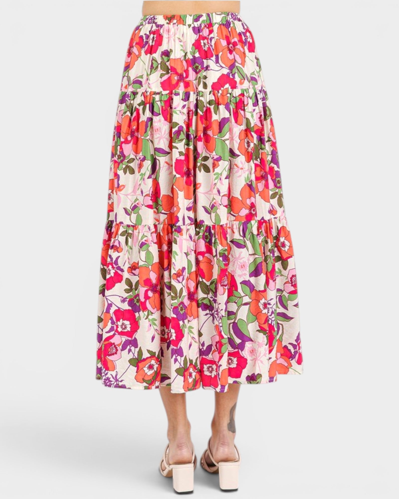 Floral patterned skirt on a white background