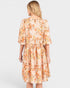 Peach Floral Linen Blend Mini Dress