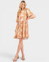 Peach Floral Linen Blend Mini Dress