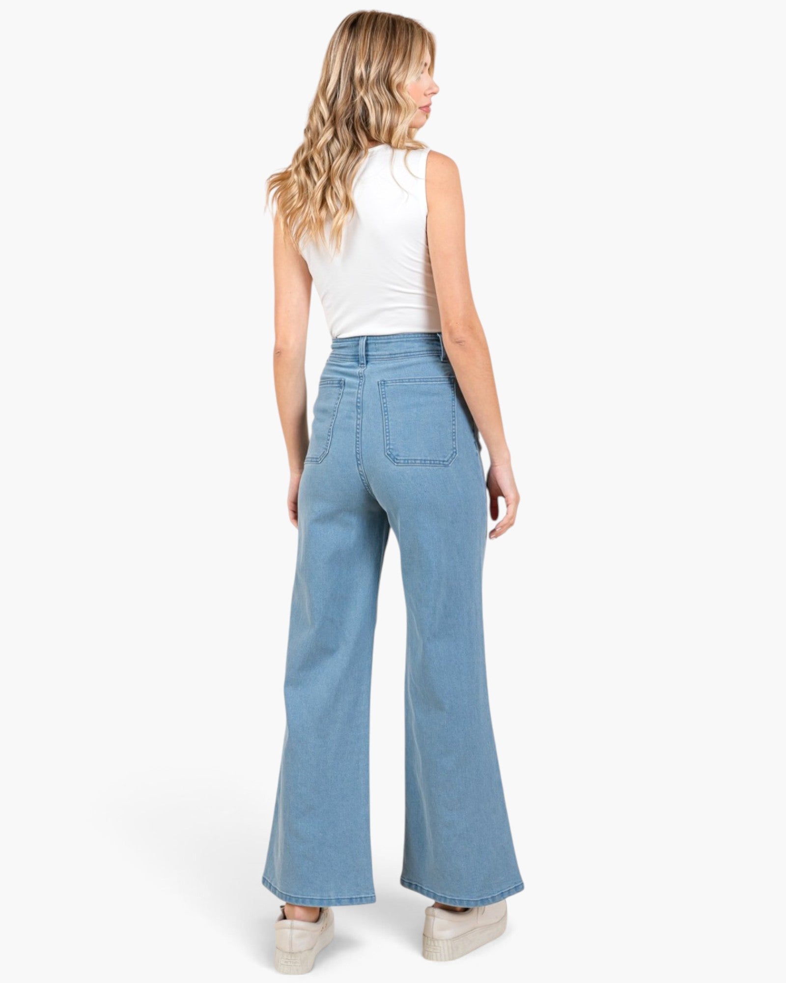 Jean taille haute à jambe large