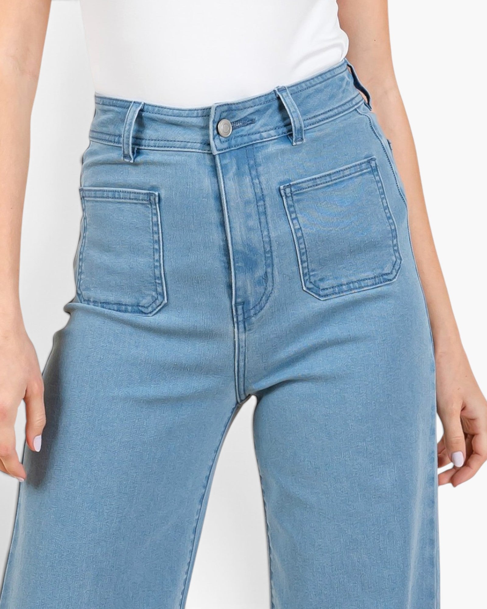 Jean taille haute à jambe large