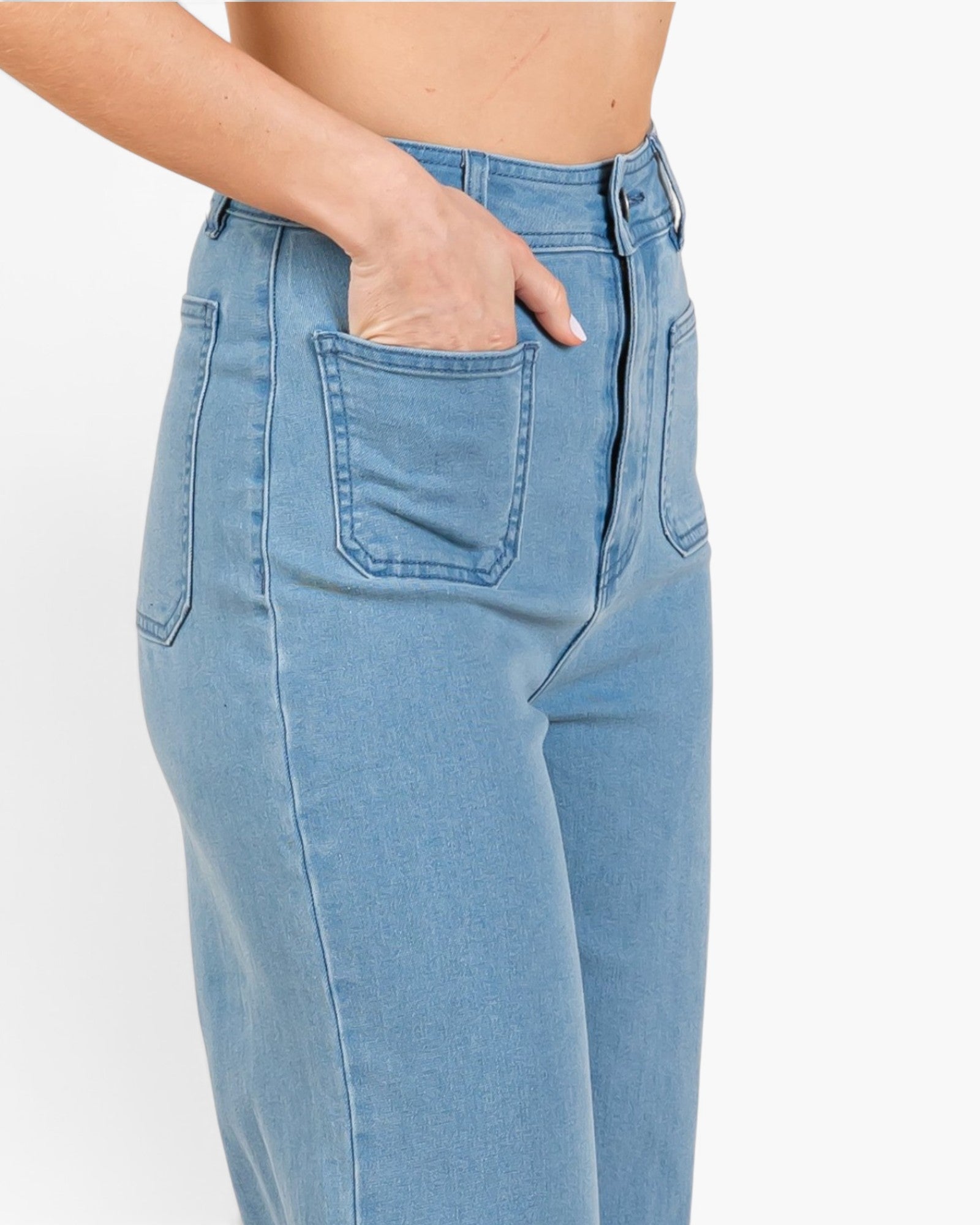 Jean taille haute à jambe large