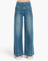 Medium Wash Seamed Wide-Leg Jeans