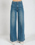 Blue wide-leg jeans on a white background