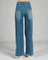 Blue jeans on a gray background