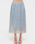 Light blue patterned skirt on a white background